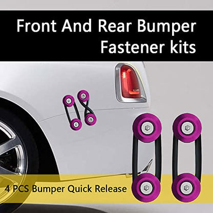 ASUBHA 4PCS Bumper Quick Release Kit, Bumper Fastener, Front Rear Bumper Holders with Stainless Steel Screws Kit, Universal Aluminum Bumper Clips for Front and Rear Bumpers, Trunks, Hatches, Hoods - color: Purple