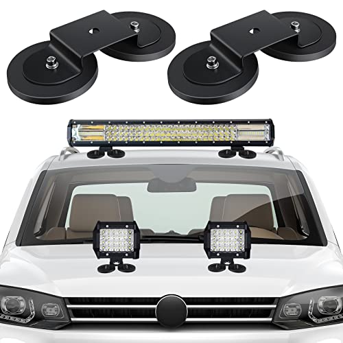 4 Pcs Magnetic Light Bar Mounts Universal Magnet Mount Holder with Rubber Pad for Off Road SUV Truck Lamp Roof Bar Fog Light