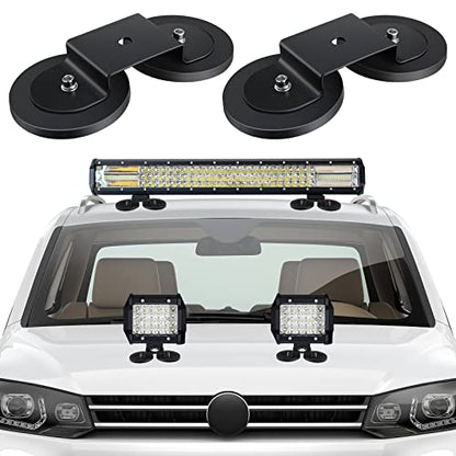 4 Pcs Magnetic Light Bar Mounts Universal Magnet Mount Holder with Rubber Pad for Off Road SUV Truck Lamp Roof Bar Fog Light