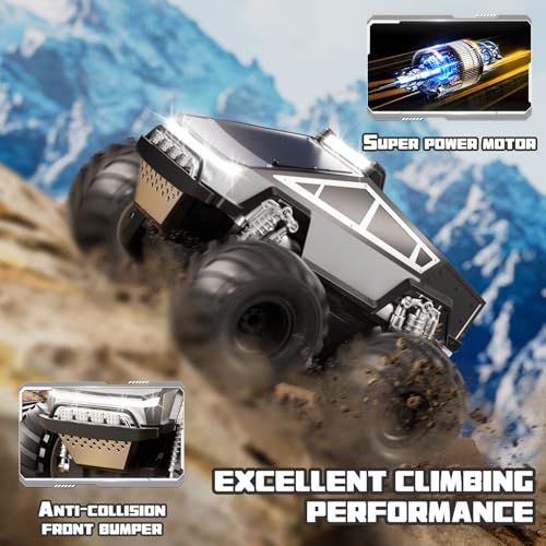 Amphibious Remote Control Car, 1:18 RC Off-Road Monster Truck Toys for Boys,4WD All Terrain Off-Road Pickup, 2.4 GHz RC Vehicles, Waterproof RC Trucks, Christmas Birthday Gifts for Boy Girl (Grey) - color: Grey