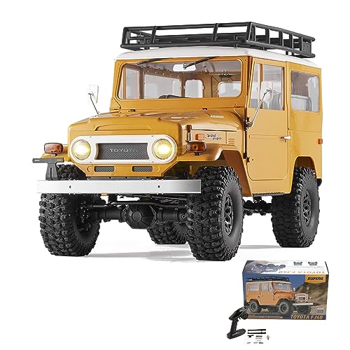 EAZYRC X FMS 1/10 Toyota Land Cruiser FJ40 RS with Licensed RC Truck Blue, All Terrain Waterproof 4WD 35T 550 Motor RC Crawler for Adult,2.4Ghz Remote Control, RS Version(Yellow) - color: Yellow
