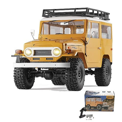 EAZYRC X FMS 1/10 Toyota Land Cruiser FJ40 RS with Licensed RC Truck Blue, All Terrain Waterproof 4WD 35T 550 Motor RC Crawler for Adult,2.4Ghz Remote Control, RS Version(Yellow) - color: Yellow
