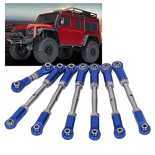 7PCS Adjustable Links Set for Slash Rustler - RC Accessories - 1/10 RC Car Adjustable Steering Linkage Kit with 87-103mm Links (Blue) - color: Blue
