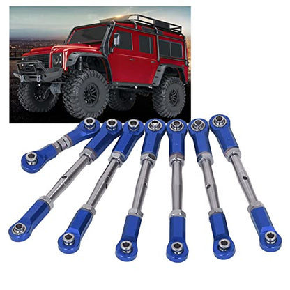 7PCS Adjustable Links Set for Slash Rustler - RC Accessories - 1/10 RC Car Adjustable Steering Linkage Kit with 87-103mm Links (Blue) - color: Blue