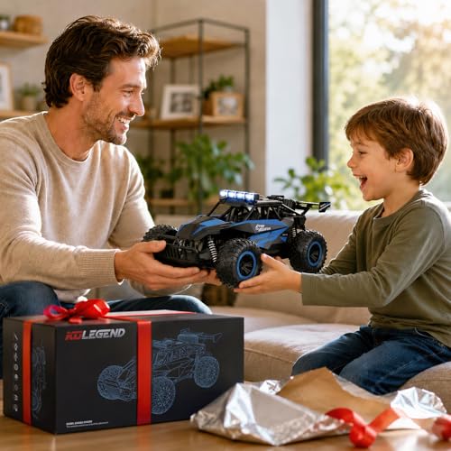 kolegend Remote Control Car 2.4GZh High Speed 25km/h RC Monster Trucks 50+min with LED Headlight and Rechargeable Battery for Boys Girls Kids - color: Blue