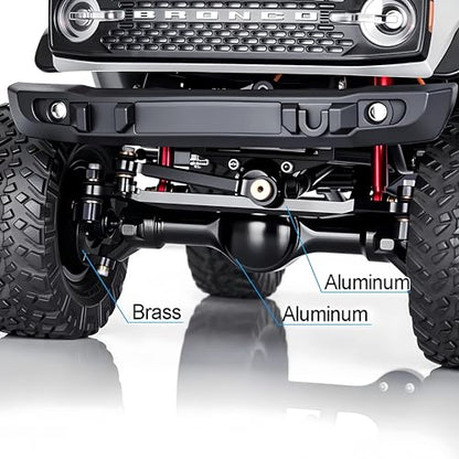 AMK SCX24 Axles +8mm Wide CNC Aluminum Front & Rear Axle Set with Brass Steering Knuckles, 3-Section CVD Drive Shafts (52° Max Steering Angle) for Axial SCX24 1/24 RC Crawler Upgrade Parts