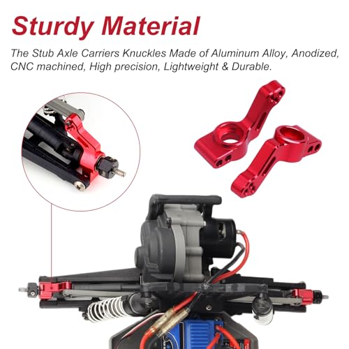Aluminum Rear Stub Axle Carriers with Ball Bearings Upgrade Parts for 1/10 Traxxas Slash 2WD, Stampede, Rustler VXL, Replaces 3752 (Red) - color: Red