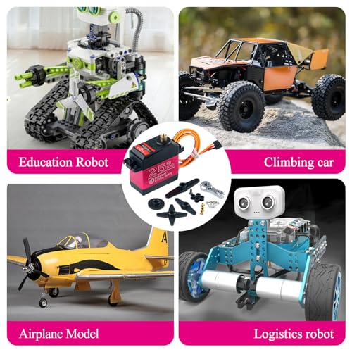 4Pcs DSSERVO DS3225MG 25KG Waterproof Metal Gear Digital Servo,180 Degree High Torque RC Servo with 25T Servo Arm for 1/8 1/10 1/12 Scale RC Crawler Airplane