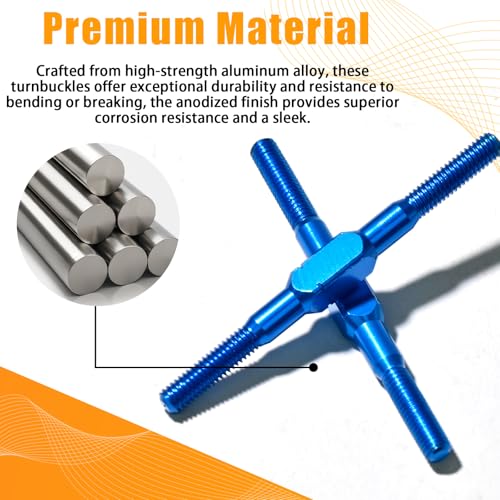 2PCS 3x42mm Aluminum Alloy Turnbuckle Shaft with M3 Threads, Push Rod Tie Rod Linkage Replacement for #54250, Compatible with 1/10 TAMIYA RC Crawlers Trucks On/Off-road Buggy Upgrade (Blue) - style: 2pcs-42mm #54250