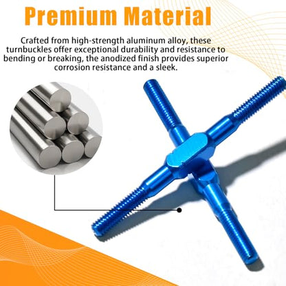 2PCS 3x42mm Aluminum Alloy Turnbuckle Shaft with M3 Threads, Push Rod Tie Rod Linkage Replacement for #54250, Compatible with 1/10 TAMIYA RC Crawlers Trucks On/Off-road Buggy Upgrade (Blue) - style: 2pcs-42mm #54250
