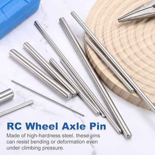 MECCANIXITY 10 Pack Dowel Pin Wheel, 4x200mm Steel Hex Wheel Hub Nut Pin Replacement for DIY RC Car Truck Boat Helicopter Model Part, Silver - size: 4x200mm