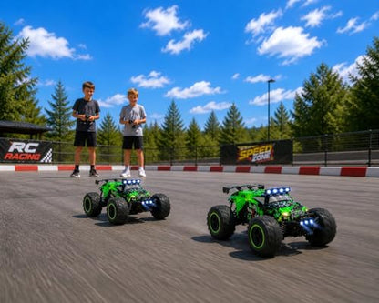High Speed Xtreme RC Crusher 4WD Monster Truck – 2.4GHz Off-Road Remote Control Car with Lights, Suspension & Large All-Terrain Tires, Up to 8 MPH High-Speed RC Truck for Kids Ages 5+