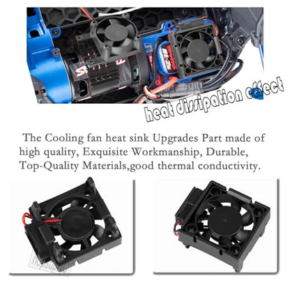 VXL-3s ESC Motor Cooling Fan Upgrades Part for 1/10 Slash/Rustler/Stampede VXL 4X4 2WD, High Velocity Fan Heatsink Hops Up,Replace #3340,Black - color: Black/for 2wd4wd