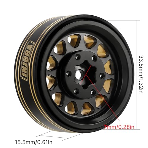 INJORA 1.3 Brass Beadlock Wheel 68g for 1/24 1/18 RC Crawler (Black Gold)