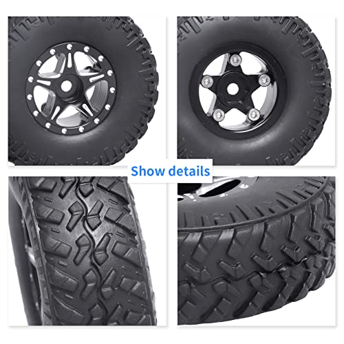 1.0 Beadlock Wheels and Tires Set for 1/24 Scale Axial SCX24 AX24 Gladiator Deadbolt Bronco C10 JLU CRC B17 Betty Chevy RC Crawler Upgrade Parts
