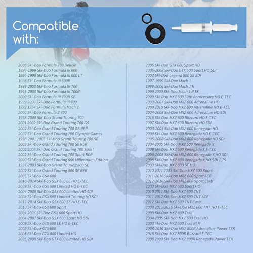 XTPTFABS Crankshaft Oil Seal Kits & Bearing Grease,Cold&Ethanol Resistant | Replace 121320 121397 501497,Fit for Skidoo 800R 700 600,for SUMMIT 800R 2007-2017,Fix Crank Oil Leak,Not Easily Deformed