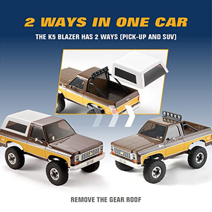 EAZYRC X FMS 1/24 Chevy K5 S Blazer 1976s RC Truck RTR Orange, with Lisense RC Crawler, 4WD 5Km+ 2-Speed Transmission RC Car Off-Road Vehicle?Play as Soon as You get it?Orange? - color: Orange