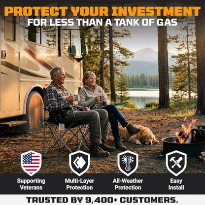 TIRESHIELD PRO Trailer Tire Covers (Set of 2) - Heavy Duty All-Weather UV-Resistant Protective Wheel Covers w/StormLock-System - Year-Round Protection for Your Trailer Tires w/ 32-34.75" Diameter - size: X-Large - Fits Tire Diameters 32-34.75", style: TIR