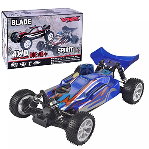 Helixsun VRX RH1006 1/10 Scale High-Speed 2.4GHz 4WD Nitro Off-Road RC Car (Equipped with Force.18 Engine) – Agile Steering, Smooth Riding Regardless of Terrain – RTF/R0080 - color: Blue White