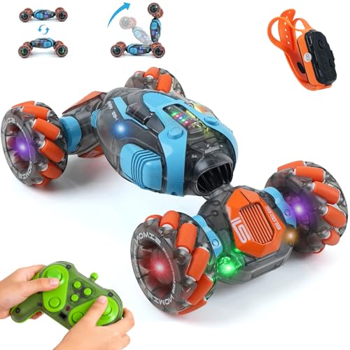 Remote Control Stunt Car for Kids - Gesture Sensing RC Twist Toys, Birthday Gifts for Boys Aged 5-7 8-12 Years Old, 2.4GHz Hand Controlled Off-Road Vehicle with Lights and Music