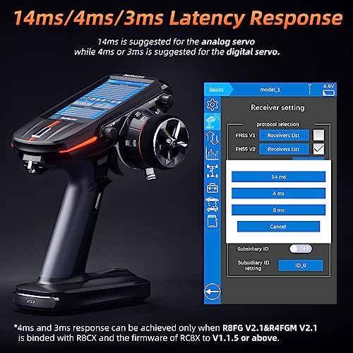 Radiolink RC8X 8 Channels RC Transmitter with R8FG&R4FGM Gyro Receivers | 4.3" IPS Touch FPV Screen2.4G Voltage Telemetry Surface Remote Controller for RC Crawler Drifting Cars Boats