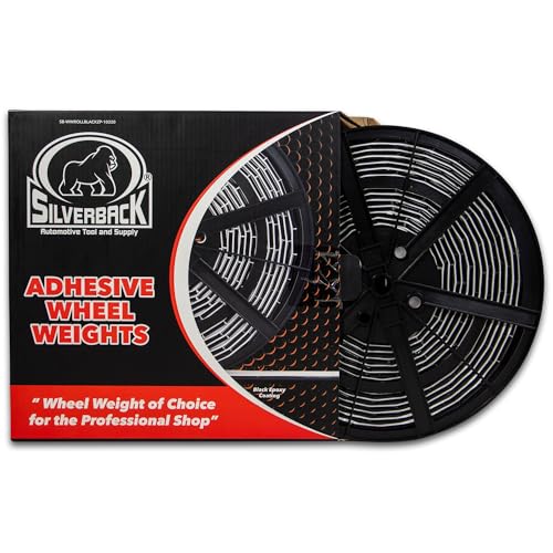 Silverback 1/2 oz Black Steel Tape Adhesive Wheel Weights with EZ Peel Tape. Designed for the Professional Tire Dealer. Cars, Trucks, SUV's. 10lb Roll Black .50 oz Tape Weight - color: 1 Roll 1/2 oz Black