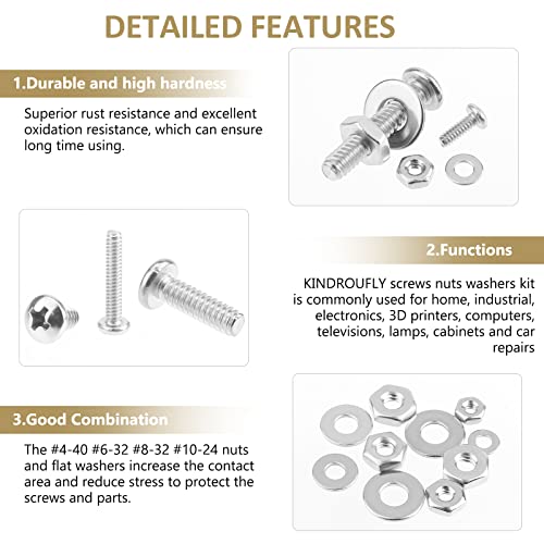 722 Pieces #4-40#6-32#8-32#10-24, Phillips Pan Head Machine Screws Nuts Assortment Kit, 304 Stainless Steel, Fully Machine Thread - size: #4-40 #6-32 #8-32 #10-24