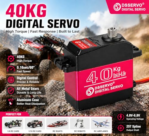 Pack of 2 40KG Digital RC Servo Motor Full Metal Gear - 270 Degrees - size: 40kg x 2PCS(270°)