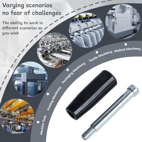 4 Pcs Revolving Handwheel Handle, M8 Male Threaded Stem, Zinc Alloy Steel with Powder Coated Finish, for Milling Machine & Lathe Equipment (Black) - size: M8 x 63mm