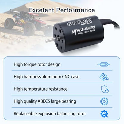 SurpassHobby Brushless Motor ESC Combo 2435 4800KV RC Motor and ESC 35A for 1/16 Remote Control Cars Trucks Off-Road Vehicle - style: 4800kv + 35A ESC