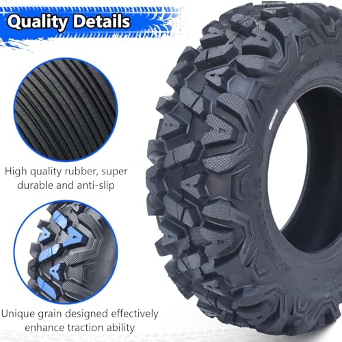 Set of 2 26x11-14 Heavy Duty ATV All Terrain Tubeless Off-Road Tires 6 PR, Directional Grip for Mud Trail Sand, Replacement Tire for ATV UTV Vehicles - size: 26x11-14