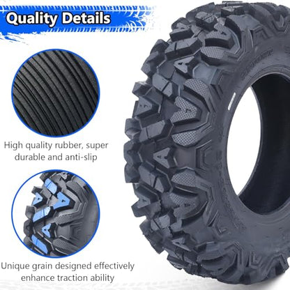 Set of 2 26x11-14 Heavy Duty ATV All Terrain Tubeless Off-Road Tires 6 PR, Directional Grip for Mud Trail Sand, Replacement Tire for ATV UTV Vehicles - size: 26x11-14