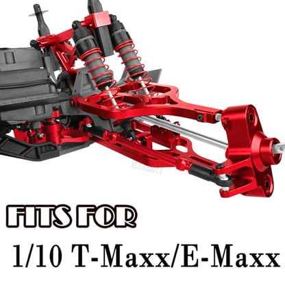 RC Alloy Suspension Arms&Steering Block Knuckle Arm&Shock Tower&Drive Shaft Axles&Push Rod Links&Steering Bellcranks Upgrades Part for 1/10 T-Maxx/E-Maxx,Driveshafts Hops Up,Red - color: Red- (Upgrades)