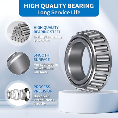 2 Pack Trailer Bearings Kit, High Speed and Rotary Quiet, L68149 L44649 Trailer Axle Bearings Kit, Fits for 1-3/8'' to 1-1/16'' 3500 Lbs Trailer Axle 1.719'' Grease Seal 10-19#84 Spindle