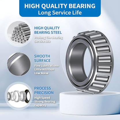 2 Pack Trailer Bearings Kit, High Speed and Rotary Quiet, L68149 L44649 Trailer Axle Bearings Kit, Fits for 1-3/8'' to 1-1/16'' 3500 Lbs Trailer Axle 1.719'' Grease Seal 10-19#84 Spindle