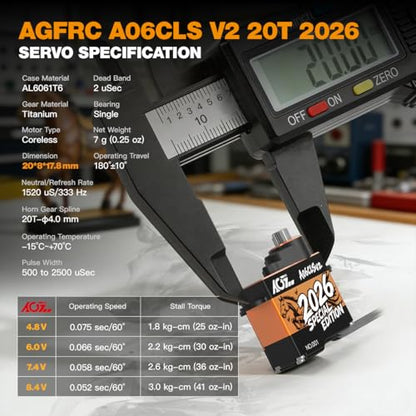 AGFRC A06CLS V2 2026 Special Edition 3.0kg RC Micro Servo | 6g Ultra-Light, 0.052Sec High Speed, Programmable, Digital Coreless Motor, Full Metal Gear, Ideal for 1/24-1/28 RC Cars - style: A06CLS V2 2026 Special Edition