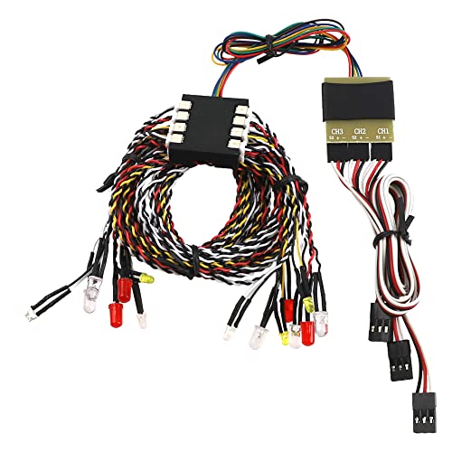 JR Style Servo Splitter Cable, 2.75" Servo 1 Male to 2 Female JR Y Harness Y Cable Extension Wire & RC Car Led Light System Turn Signal Brake Headlight Taillight Backward-Light Fog-Lights Set Group