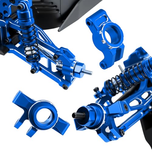 Aluminum Alloy Front Steering Block Knuckles,Rear C-Hubs Upgrade Parts for Arrma 1/14 Typhon Grom 1/18 Granite Grom (Blue) - color: Blue