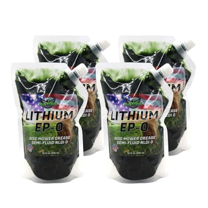Lithium EP0 Grease, 32 oz EZ Squeeze Pouch (4pk) | Used for Disc Mowers, Gear Boxes, Auger and Mixer Drives, Cutter Bars, and more, Made in USA - size: EP0 (4)