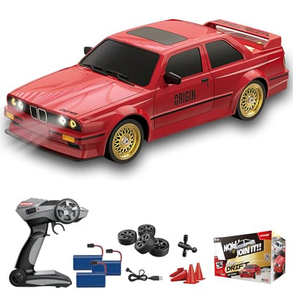 1:16 Scale RC Drift Car, 30KM/H 4WD 2.4GHz Remote Control Cars with LED Light, Racing and 4 Drifting Wheels, 3 Rechargeable Batteries, Perfect Toy Gift for Teen Adults Red - color: Red, size: 3 battery