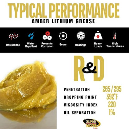 Multipurpose Lithium Grease Superkote 2000 | NLGI 2 | Lubricant Grease | Extreme Pressure | High Temperature | Heavy Duty | Bearing | Trailer Axle | Chassis | Automotive | Amber Grease | 360 gr Can