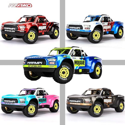 RCAWD Mojave Grom & 1/16 Slash 4X4 Pre-Glued Wheel Tire Set, Balance Grip & Durability Nylon Rubber 12mm Hex Adapter 4mm for Traxxas & ARRMA Upgrades Part All Terrain Adaptation 4pcs Yellow - color: Yellow