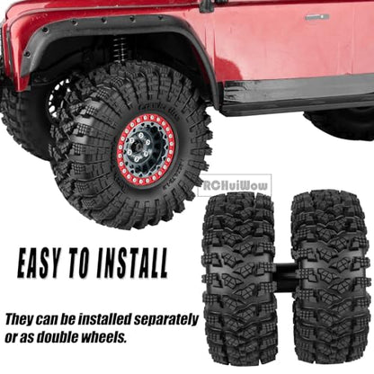 RC 1.9" Beadlock Wheels and Tires for 1/10 RC Crawler SCX10 90046 AX103007 TRX4 TRX6 VS4-10 Red cat Gen8 7 MST CFX RC 4WD D90,Dually 1.9 Beadlock Wheels Aluminum Rims Rubber Tires,Titanium - color: Titanium(4pcs)
