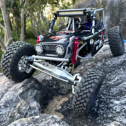 Aluminum CP43 Offset Portal Axles with BTA Servo Mount, Front Rear Silver | With S2 Steel Shaft, 7.19:1 Gear Ratio, 195mm Pin to Pin Width, Fits 1/10 Comp Rigs H10 Capra SCX10 III - color: Silver Set