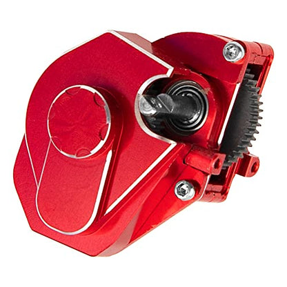 ShareGoo Aluminum Complete Transmission Gearbox w/Transmission Gear Upgrade Part Compatible with Axial SCX24 Deadbolt C10 JLU Gladiator Bronco 1/24 RC Crawler Car (Red) - color: Red