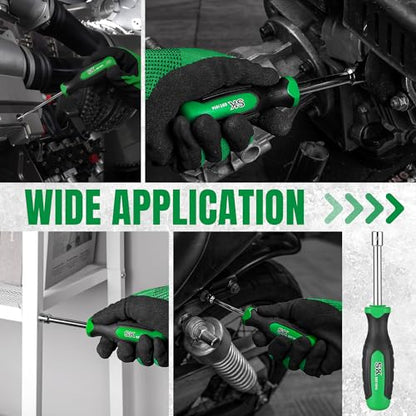 SK 7-Piece SAE Nut Driver Set, 3-Inch Deep Solid Shaft, Premium CR-V Steel | 3/16", 1/4", 5/16", 11/32", 3/8", 7/16", 1/2", Heat-Treated Chrome Plating Long Shaft, SureGrip Handle - size: SAE