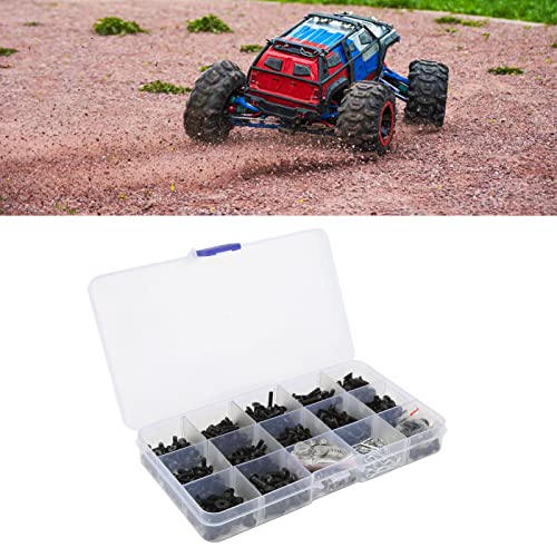 522-Piece RC Car Screws Kit, Stainless Steel Hardware Set with M3 M4 Nuts, Gaskets, Screws, Hex Wrench for 1/8 1/10 RC Cars, Organized Storage Box
