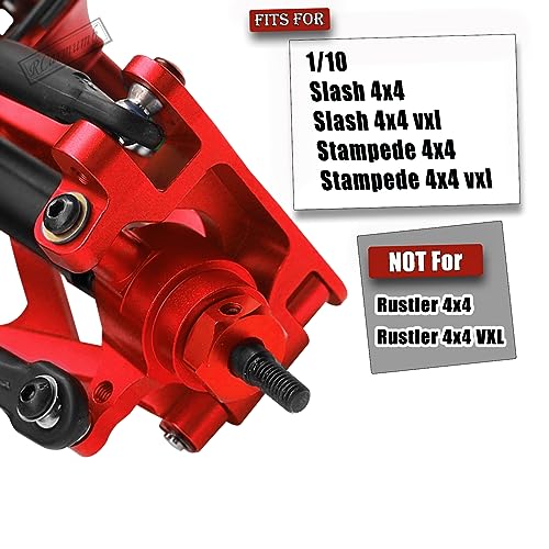 RC Upgrades Part for 1/10 Slash Stampede 4x4 (VXL),Alloy Front Rear Suspension Arm,Driveshaft,Caster Block,Steering Blocks,Rear Stub Axle Carriers,Shock Tower Set,Hex Hub Adapters,Red - color: Red(with Cvd)