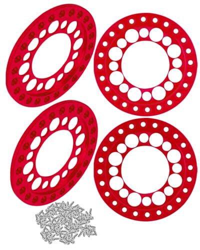 RC 1.9inch Aluminum Beadlock Wheel Rim Replacement Ring Upgrades Part for 1/10 SCX10 SCX10 II SCX10 III 90046 90047 TRX4 D90,1.9" Wheels/Rims Crawler RC Car.Red(4PCS) - color: Red(4pcs)