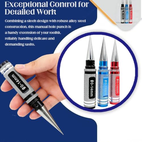 3 Pack Steel Metal 0-14mm Hole Puncher Reamer and Drill Hole Expander, 0–14mm Manual Hole Punch Reamer, Multipurpose Manual Hole Punch, for RC Car Truck Body Shell Connector